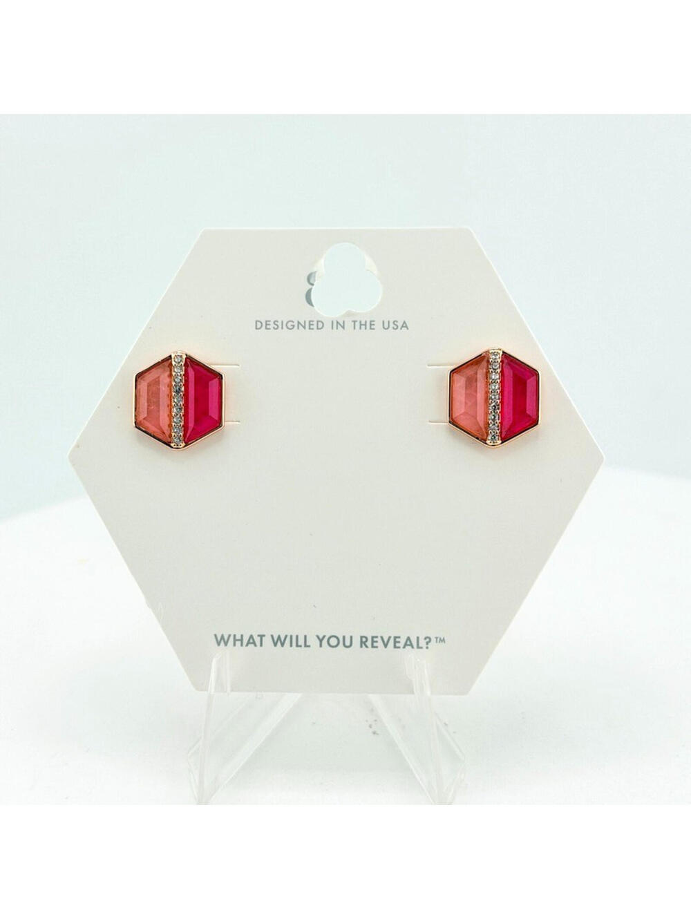 Bomb Party Earrings "Two Truths One Setting" Rose & Pink Sapphire on Rose Gold